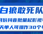 白狼敢死队最新抖音短视频批量起影视号(一天单人可操作30个号)视频课程-52资源库
