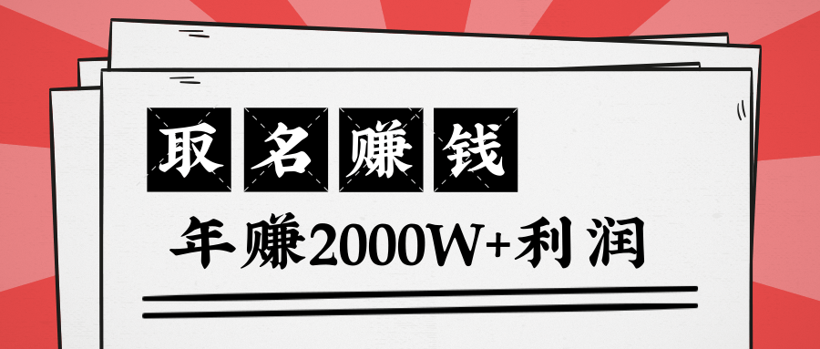 王通：不要小瞧任何一个小领域，取名技能也能快速赚钱，年赚2000W+利润-52资源库