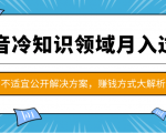 抖音冷知识领域月入过万项目,不适宜公开解决方案 ,抖音赚钱方式大解析!-52资源库