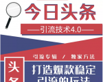 今日头条引流技术4.0,微头条实战细节,微头条引流核心技巧分析,快速发布引流玩法-52资源库