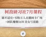 树敌研习社7月课程:破不适宜+零粉万人直播间卡广场+团队赚佣16W美女号套路-52资源库