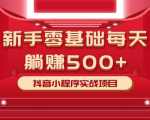 最新小白赚钱项目,零基础每天躺赚500+抖音小程序实战项目-52资源库