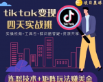 tiktok变现四天实战班,连怼技术+矩阵玩法赚美金!价值998元-52资源库