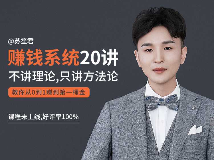 苏笙君的赚钱系统20课 教你从0到1赚到你的第一桶金（不讲理论，只讲方法论）-52资源库