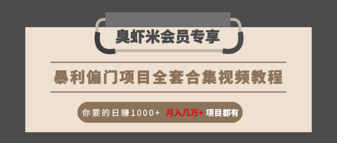 暴利偏门项目全套合集视频教程：你要的日赚1000+月入几万+项目都有-52资源库