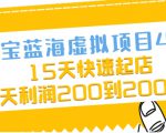 淘宝蓝海虚拟项目4.0,15天快速起店,单天利润200到2000元-52资源库