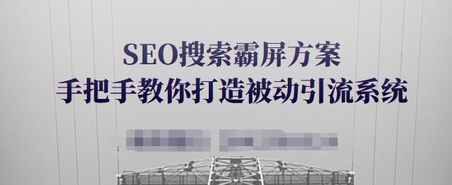 SEO搜索霸屏方案，手把手教你打造被动引流系统【视频课程】-52资源库