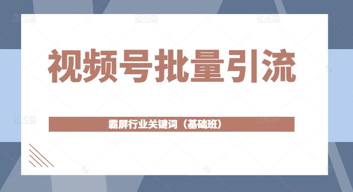 视频号批量引流，霸屏行业关键词（基础班）全面系统讲解视频号玩法-52资源库