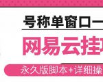 网易云挂机项目云梯挂机计划，永久版脚本+详细操作视频-52资源库