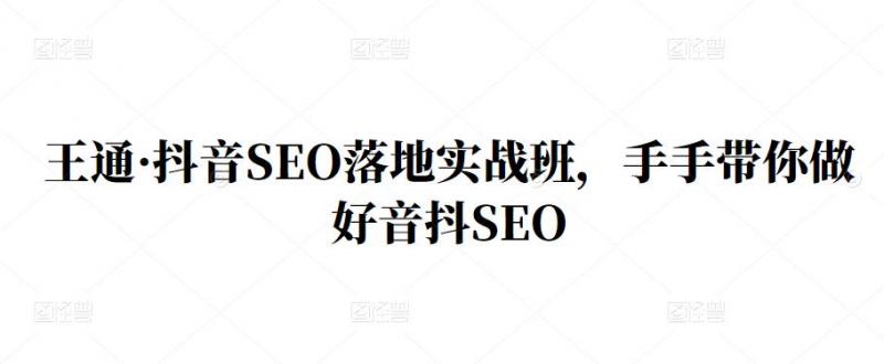 王通·抖音SEO落地实战班，手‬手带你做好音抖‬‬SEO-52资源库