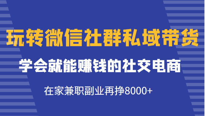 玩转微信社群私域带货，学会就能赚钱的社交电商，在家兼职副业再挣8000+-52资源库
