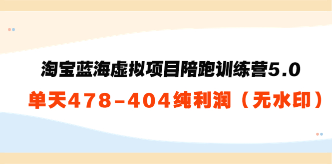 淘宝蓝海虚拟项目陪跑训练营5.0：单天478纯利润-52资源库