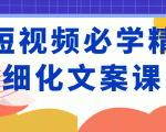 短视频必学精细化文案课,提升你的内容创作能力、升级迭代能力和变现力(价值333元)-52资源库