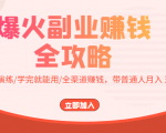 爆火副业赚钱全攻略:实打实演练/学完就能用/全渠道赚钱,带普通人月入3万元-52资源库