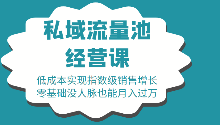 16堂私域流量池经营课：低成本实现指数级销售增长，零基础没人脉也能月入过万-52资源库