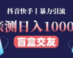 日收益1000+的交友盲盒副业丨有手就行的抖音快手暴力引流-52资源库