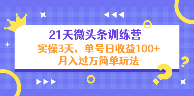 21天微头条训练营，实操3天，单号日收益100+月入过万简单玩法-52资源库
