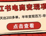 顽石·小红书电商变现项目,实测当天出200多单,半年变现百万,非常稳定-52资源库