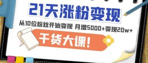 21天精准涨粉变现干货大课:从10位粉丝开始变现月增5000+变现20w+-52资源库