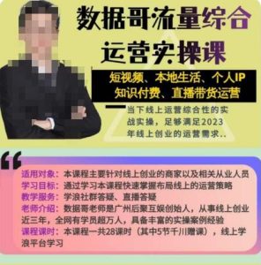 数据哥流量综合运营实操课:短视频、本地生活、个人IP知识付费、直播带货运营-52资源库
