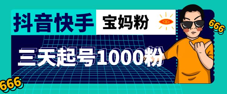 抖音快手三天起号涨粉1000宝妈粉丝的核心方法【详细玩法教程】-52资源库