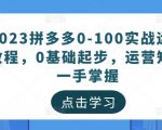 2023拼多多0-100实战运营教程,0基础起步,运营知识一手掌握-52资源库