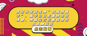 拼多多实战宝典“初级到高手”，新手小白必看拼多多课程，带你全方位解读拼多多各种玩法-52资源库