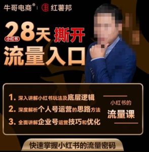 牛哥电商红薯邦28天撕开小红书流量入口,小红书运营系列课,快速掌握小红书的流量密码-52资源库