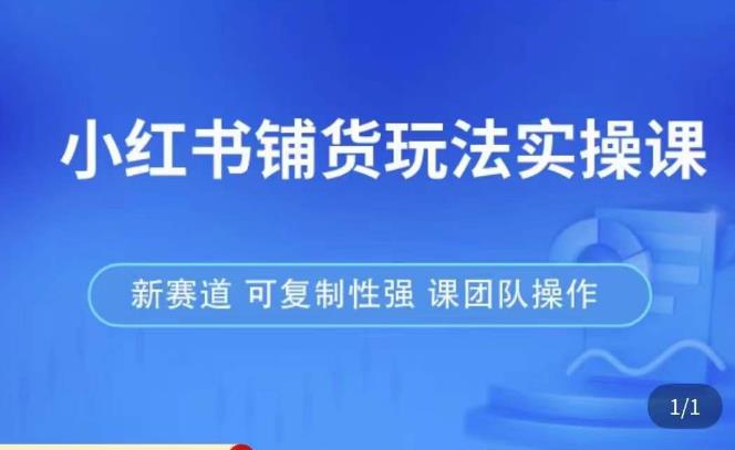 小红书铺货玩法实操课，流量大，竞争小，非常好做，新赛道，可复制性强，可团队操作-52资源库