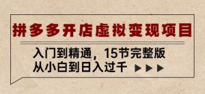拼多多开店虚拟变现项目:入门到精通,从小白到日入过千(15节完整版)-52资源库