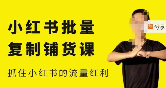 张宾·小红书批量复制铺货课，小红书0-1快速起号变现玩法，抓住小红书的流量红利（更新2023年3月）-52资源库