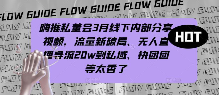 嗨推私董会3月线下内部分享视频，流量新破局、无人直播导流20w到私域、快团团等太香了-52资源库