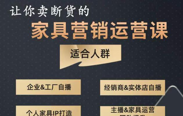 让你卖断货的家具营销运营课，打造高销量家具账号（短视频+直播+人物IP）-52资源库