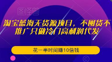 淘宝蓝海无货源项目，不囤货不推广只做冷门高利润代发，花一半时间赚10倍钱-52资源库