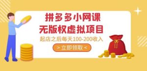 黄岛主·拼多多小网课无版权虚拟项目分享课:起店之后每天100-200收入-52资源库