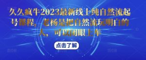 久久疯牛2023最新线上纯自然流起号课程,老杨是把自然流玩明白的人,可以闭眼上车-52资源库