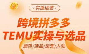 跨境拼多多TEMU实操与选品,掌握平台运营方法技巧,选品避坑12条标准,爆款的底层思路等-52资源库