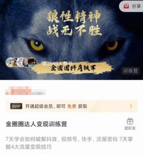 金圈圈达人变现训练营,7天学会如何破解抖音视频号快手流量密码,7天掌握4大流量变现技巧-52资源库