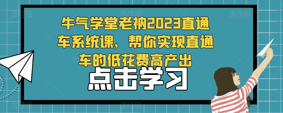 牛气学堂老衲2023直通车系统课，帮你实现直通车的低花费高产出-52资源库