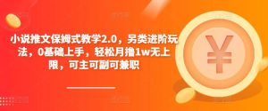 小说推文保姆式教学2.0，另类进阶玩法，0基础上手，轻松月撸1w无上限，可主可副可兼职-52资源库