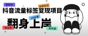 抖音流量标签变现项目,抖音创业粉轻松转化,单价高收益简单-52资源库