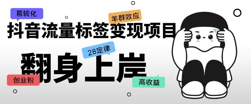抖音流量标签变现项目，抖音创业粉轻松转化，单价高收益简单-52资源库