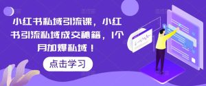小红书私域引流课,小红书引流私域成交秘籍,1个月加爆私域!-52资源库