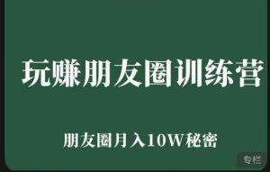玩赚朋友圈系统课,朋友圈月入10W的秘密,7天系统图文课程-52资源库