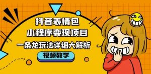 抖音表情包小程序变现项目,一条龙玩法详细大解析,视频版学习!-52资源库