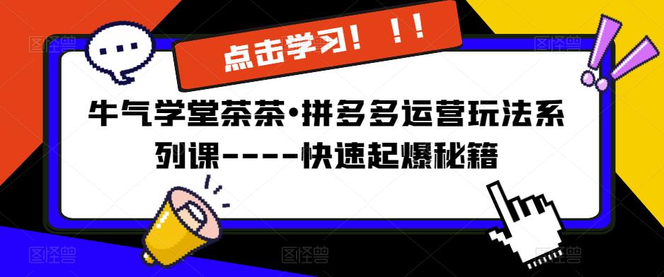 牛气学堂茶茶•拼多多运营玩法系列课—-快速起爆秘籍【更新】-52资源库