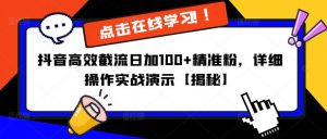 抖音高效截流日加100+精准粉,详细操作实战演示【揭秘】-52资源库