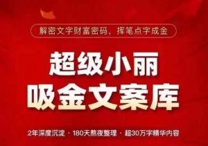 超级小丽·吸金文案库,解密文字财富密码,挥笔点字成金,超30万字精华内容-52资源库