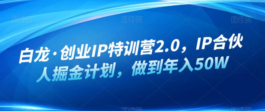 白龙·创业IP特训营2.0，IP合伙人掘金计划，做到年入50W-52资源库