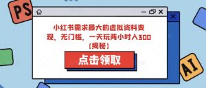 小红书需求最大的虚拟资料变现,无门槛,一天玩两小时入300+【揭秘】-52资源库